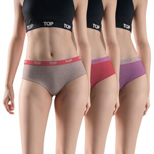 Pack 3 Pantaletas Algod&oacute;n Con El&aacute;stico Top