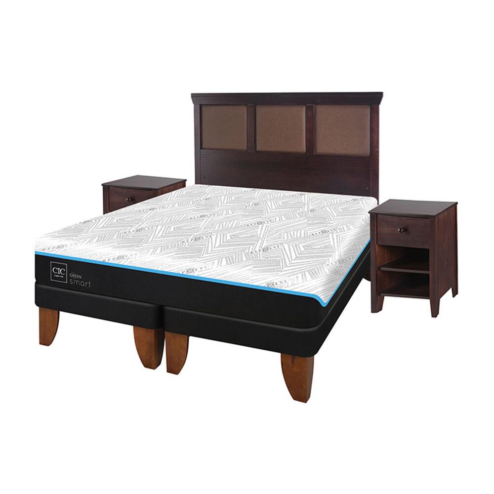 Cama Europea Cic Green Infinity / King / Base Dividida + Set De Maderas image number 1.0