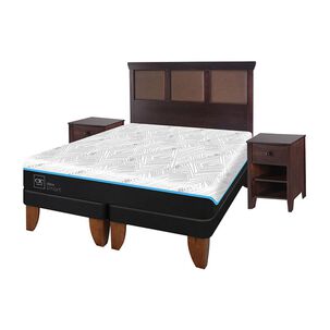 Cama Europea Cic Green Infinity / King / Base Dividida + Set De Maderas