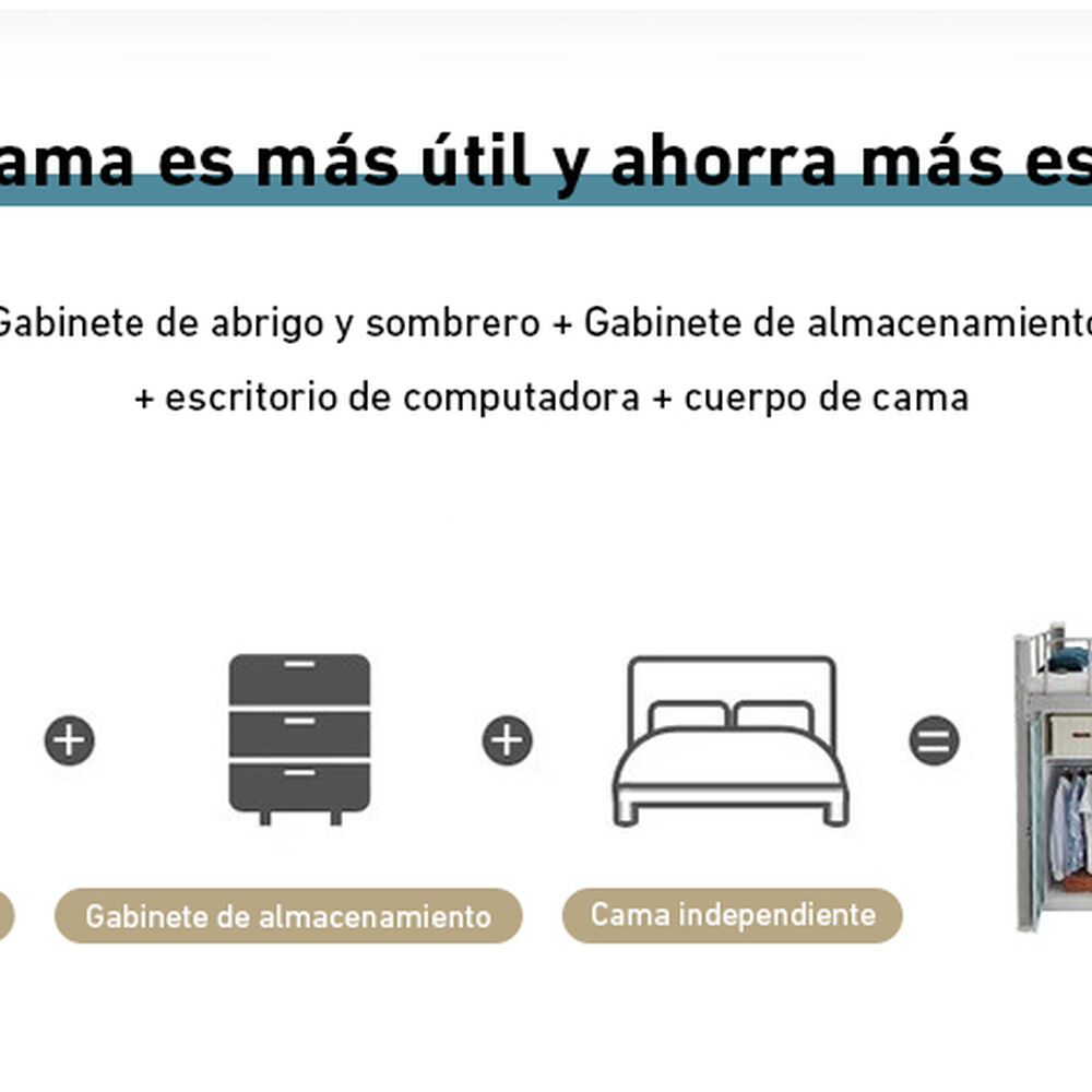 Cama Alta Strong 1 Plaza Blanco image number 3.0