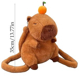 Mochila Bolso De Capibara 35cm Con Fruta Cute Infantil