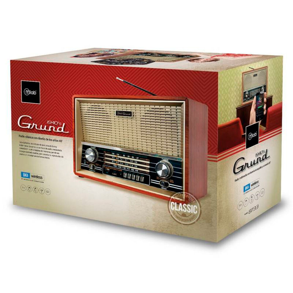 Radio Portátil Bluetooth Retro Grund Mlab Usb Am Fm Fj image number 2.0