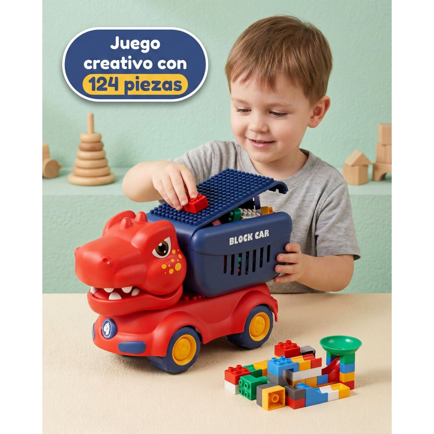 Cami&oacute;n Juguete Dinosaurio Con Bloques Did&aacute;cticos Para Ni&ntilde;os image number 10.0