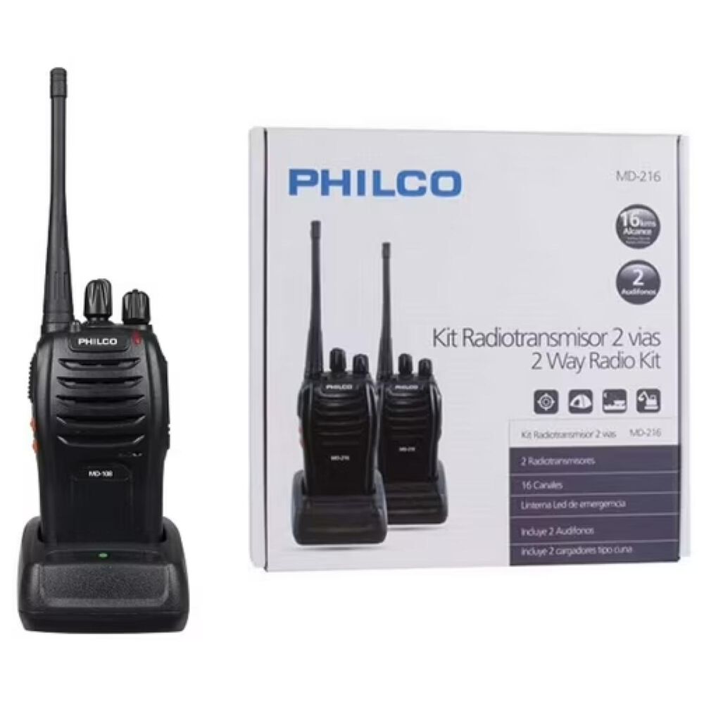 Kit 2 Radios Transmisores Walkie Talkie 16kms Negro image number 2.0