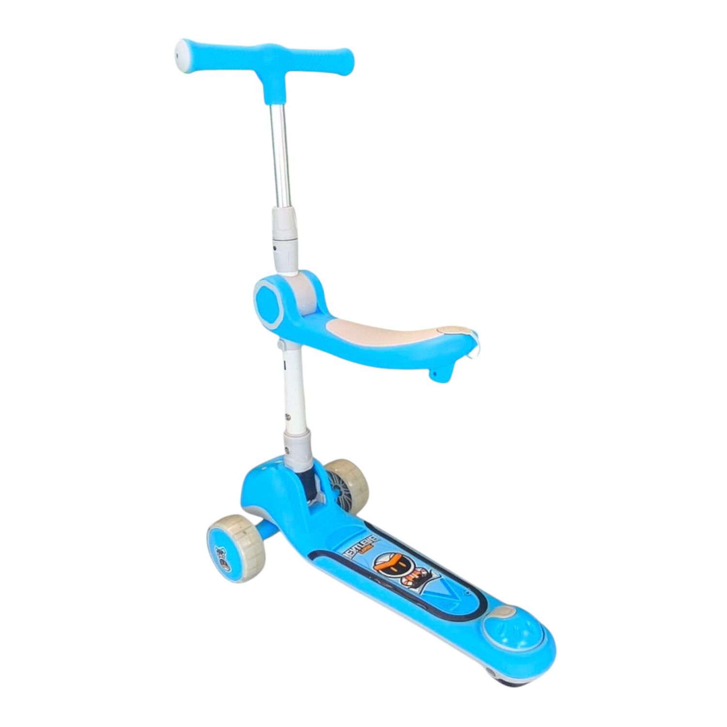 Monopat&iacute;n Plegable Infantil 2 En 1 Luces Led Celeste image number 5.0