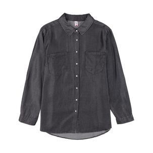 Blusa Denim Manga Larga Cuello Camisero Mujer Sexy Large