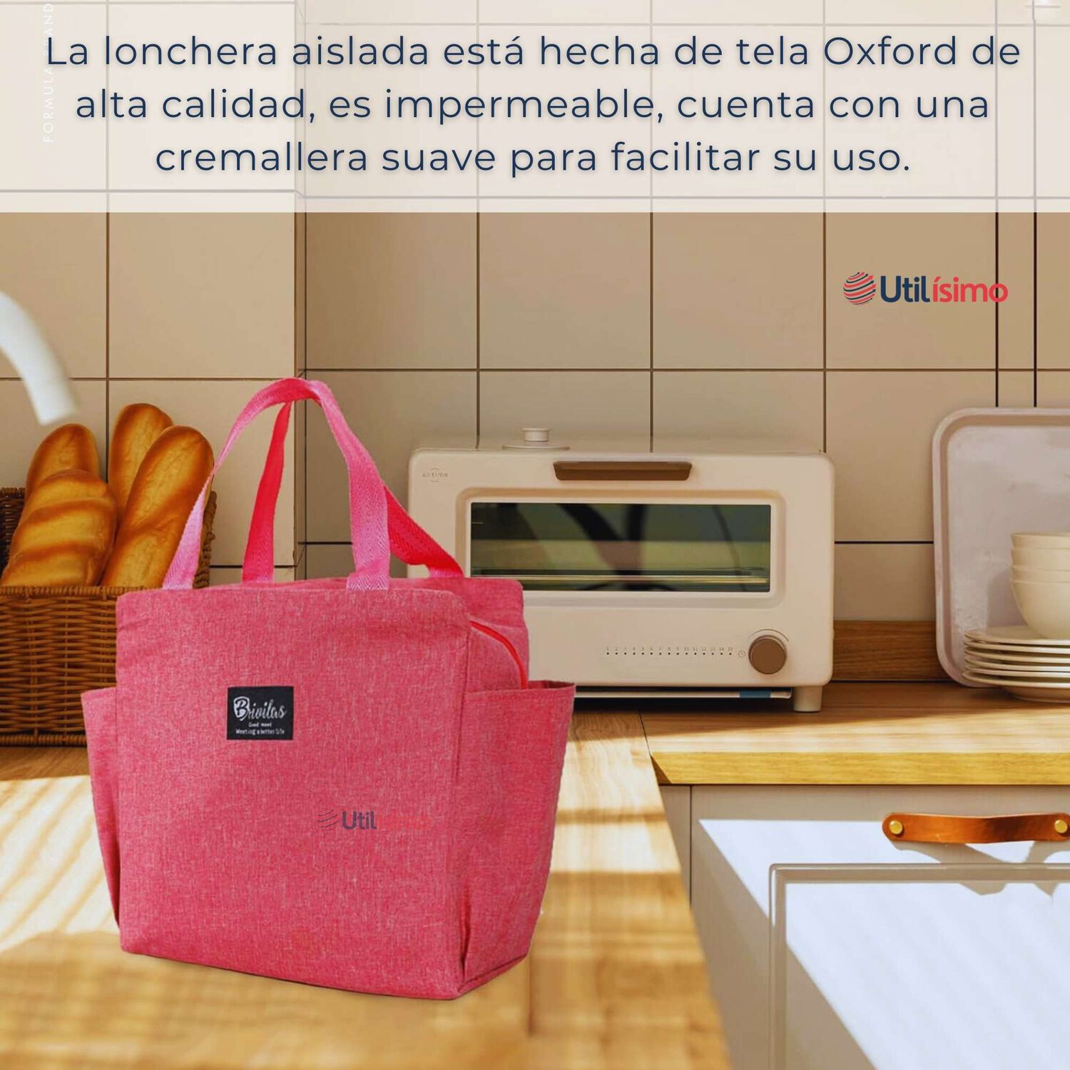 Lonchera T&eacute;rmica Port&aacute;til Tela Oxford Con Aislamiento Pink image number 6.0