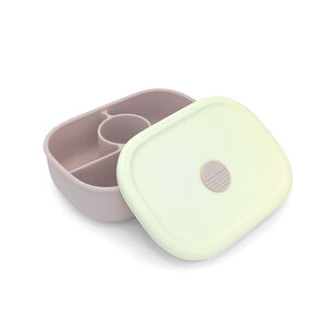 Plato Silicona Con Tapa Rosa