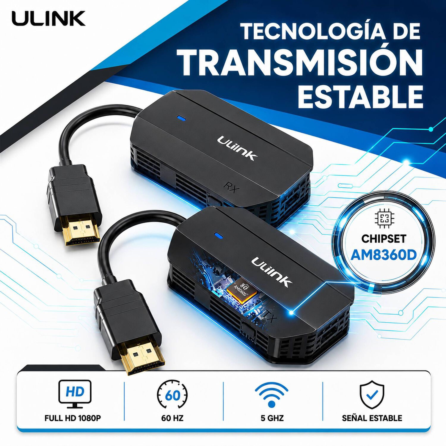 Transmisor Hdmi Inal&aacute;mbrico Profesional 1080p High Speed 20m image number 4.0
