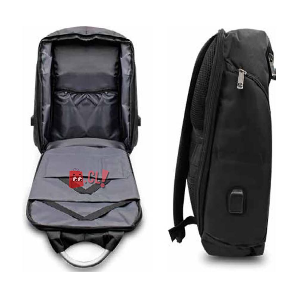 Mochila Antirrobo Impermeable Usb Negro - Ps image number 2.0