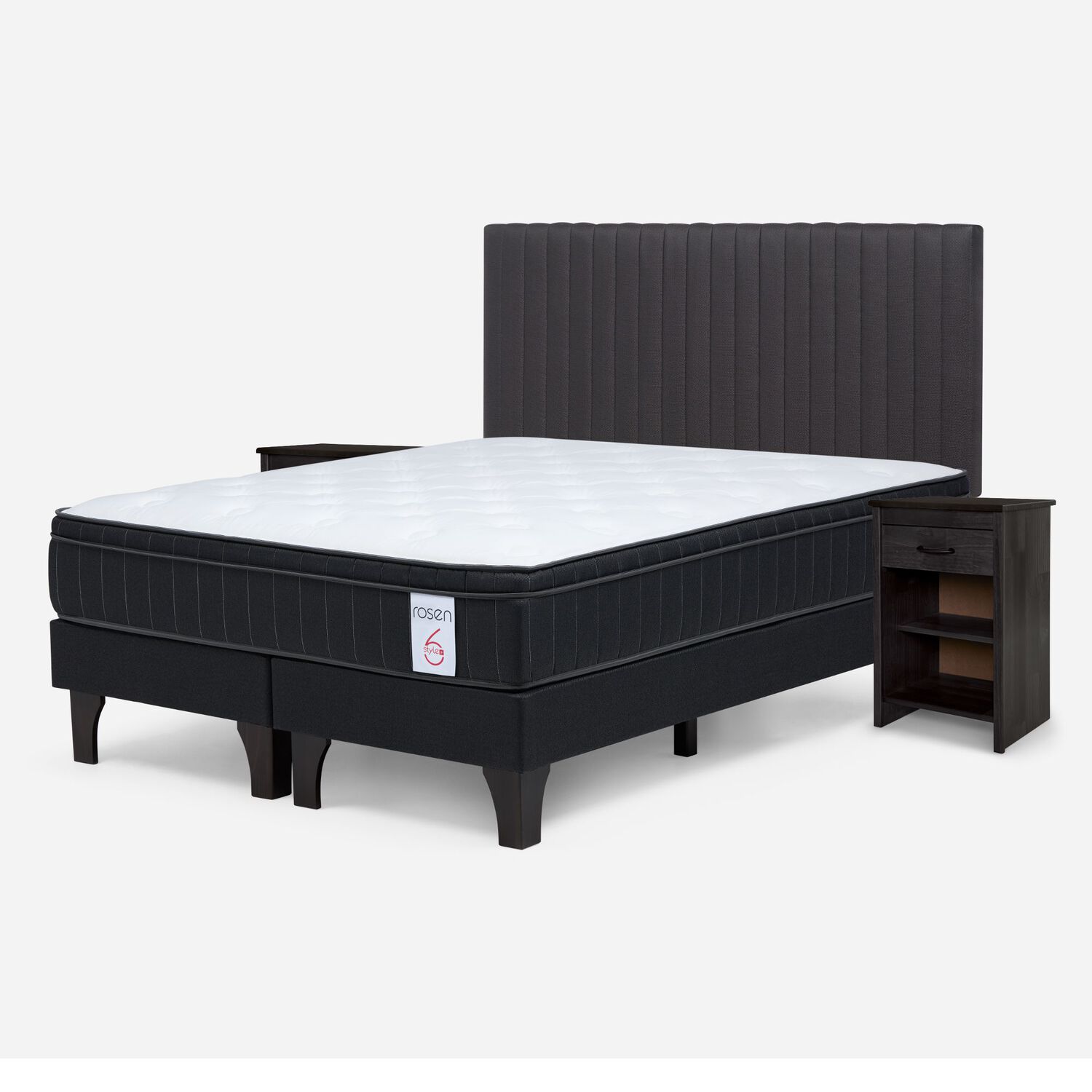 Cama Europea Rosen New Style 6 Plus + Respaldo Lucio / 2 Plazas / Base Normal + Set De Maderas image number 2.0