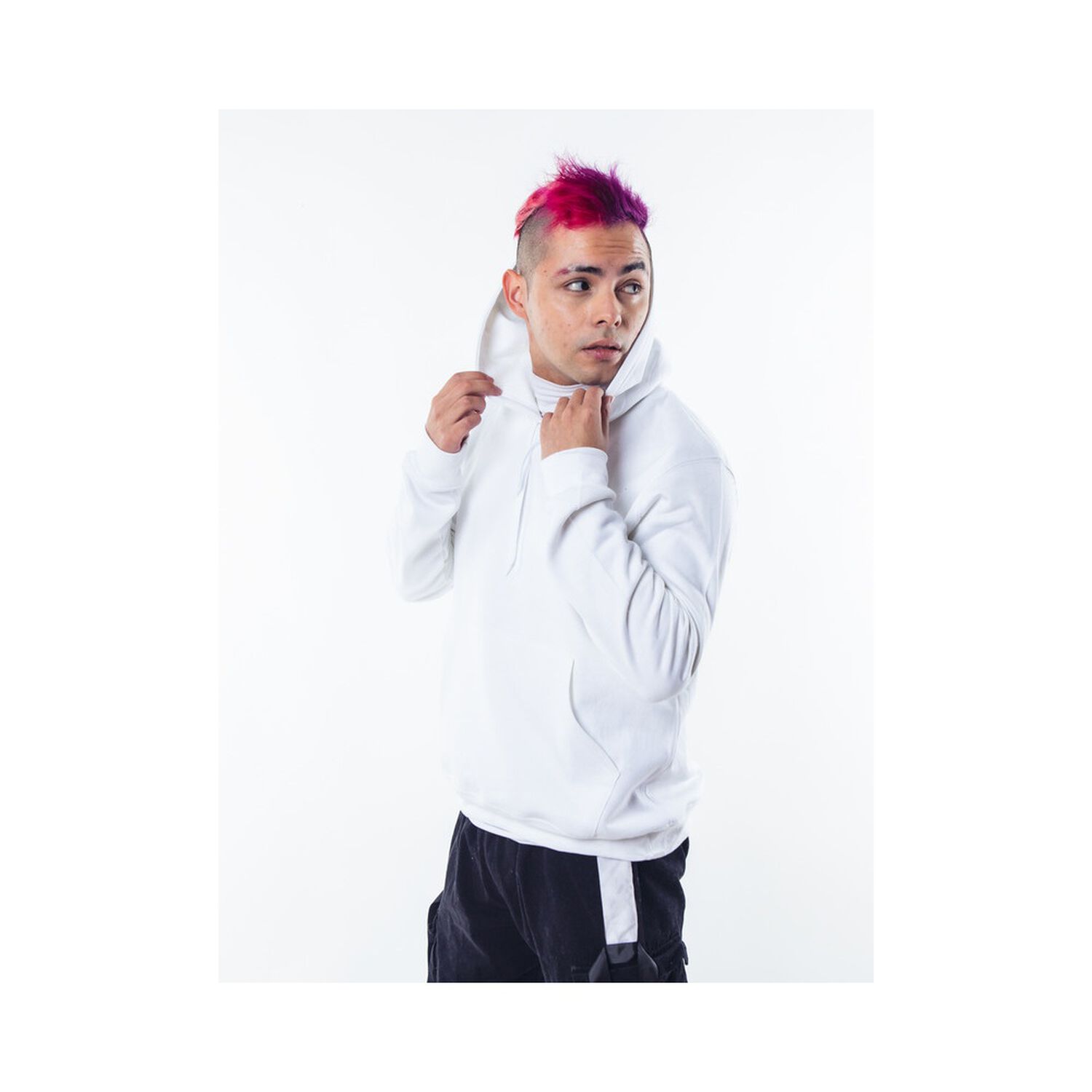 Poleron Blanco Canguro Hombre Relaxed Fit Para Estampar image number 2.0