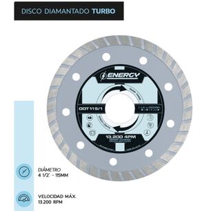 Disco Diamantado Turbo 4 1/2 X 7/8" Granito-marmol