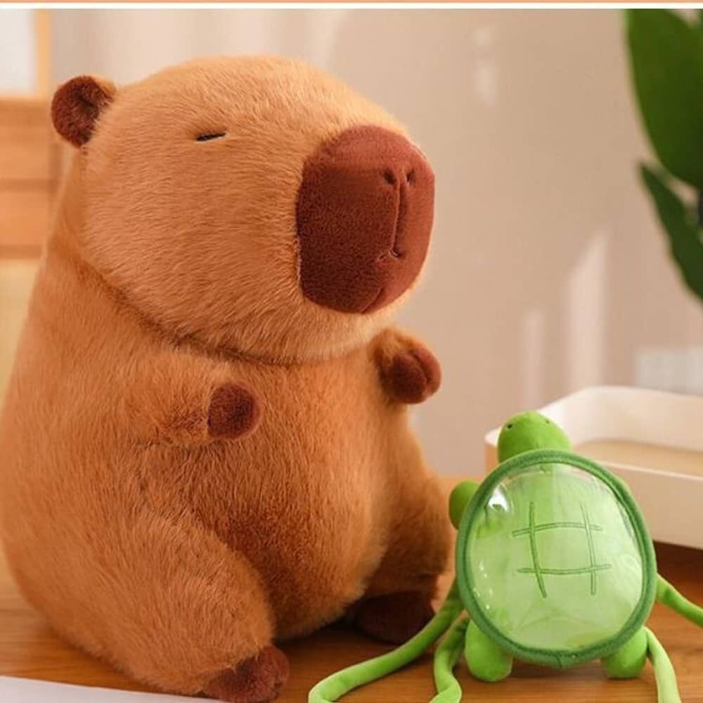 Peluche De Capibara Kawaii Carpincho Mochila Tortuga 40cm image number 3.0