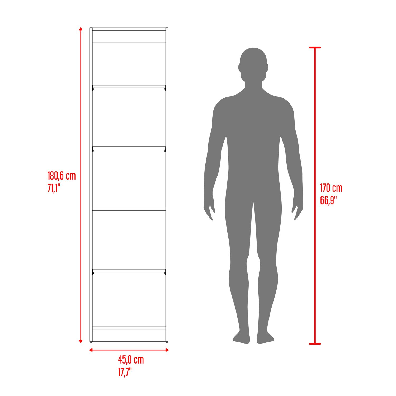 Estante Organizador 5 Niveles Negro Y Cafe 180,6x45x29,9 Cm image number 7.0