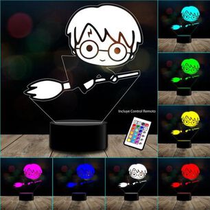 L&aacute;mpara Ilusi&oacute;n 3d Hp Kawaii Escoba Harry