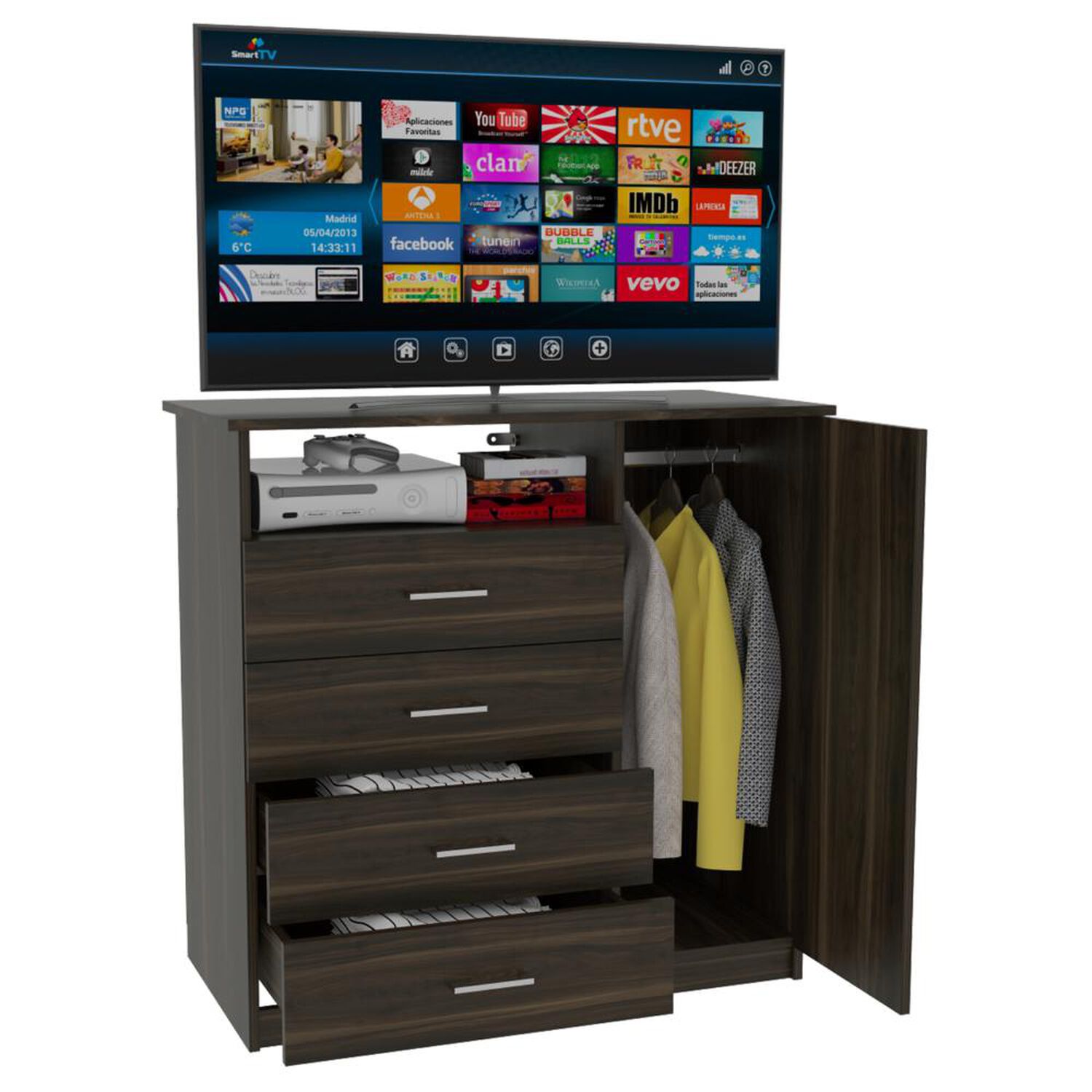 Comoda Tuhome Z-91 / 1 Puerta / 4 Cajones image number 3.0