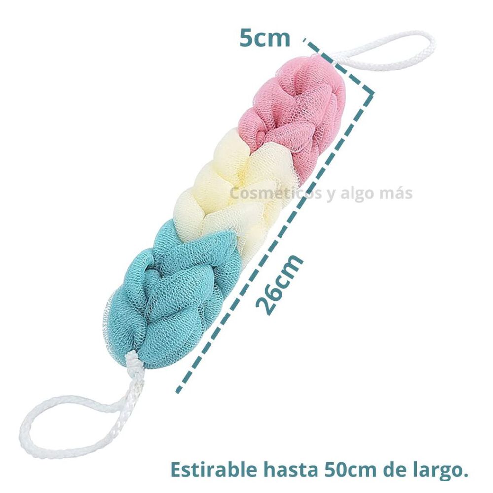 Esponja En Forma De Trenza Exfoliante Corporal Para Usar En La Ducha image number 2.0