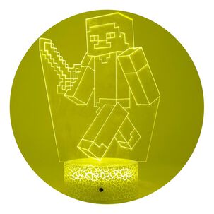 Lámpara 3D Steve Espada de Diamante- Minecraft