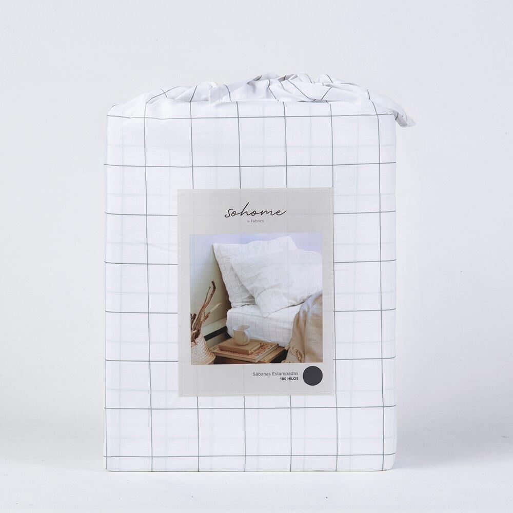 Sabana 180 Hilos Estampada Sohome 1.5 Plazas Blanc image number 2.0