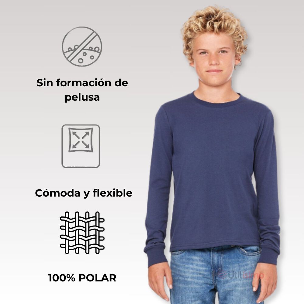 Camiseta Polera Polar Niño Primera Capa Manga Larga image number 3.0