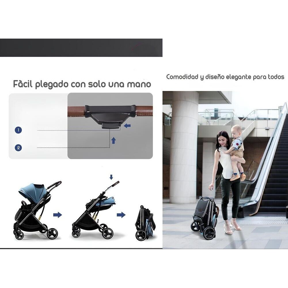 Coche De Paseo Modo Apego Y Panor&aacute;mico Rosado Lubabycas image number 6.0