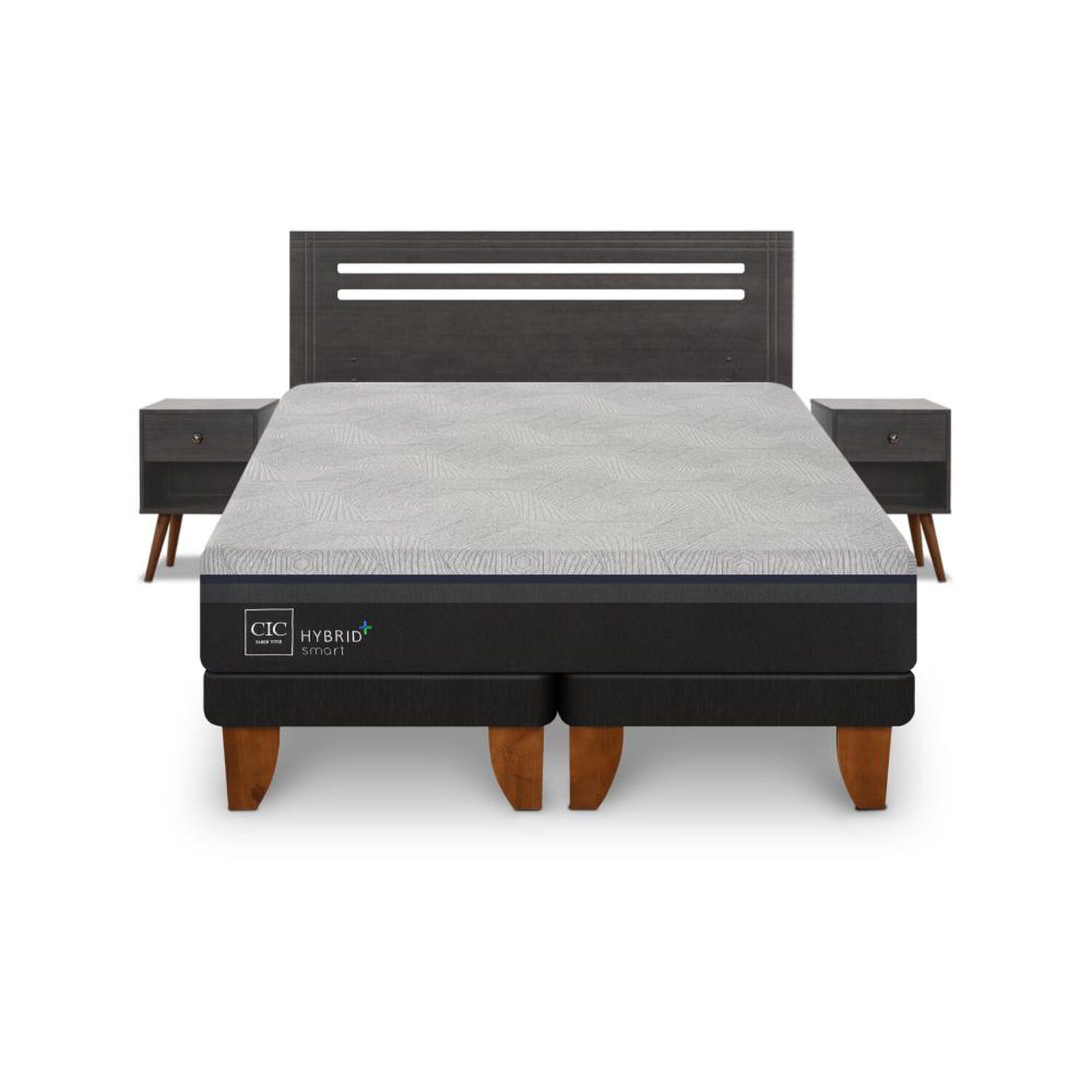 Cama Europea Cic Hybrid Plus / 2 Plazas / Base Dividida + Set De Maderas image number 0.0