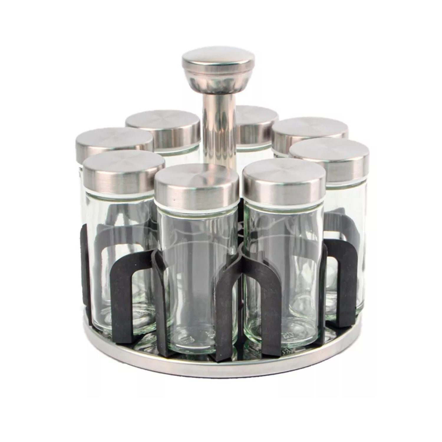 Especiero Giratorio 6 Frascos Tapa Metal 16cm Plata image number 1.0