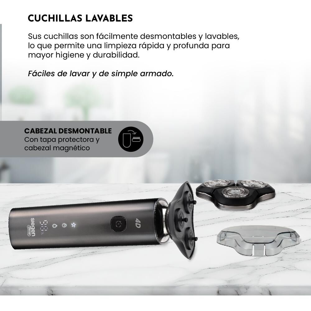 Máquina De Afeitar Siegen SG-7220 3 en 1 Uso Húmedo/Seco, 4D + Accesorios image number 4.0