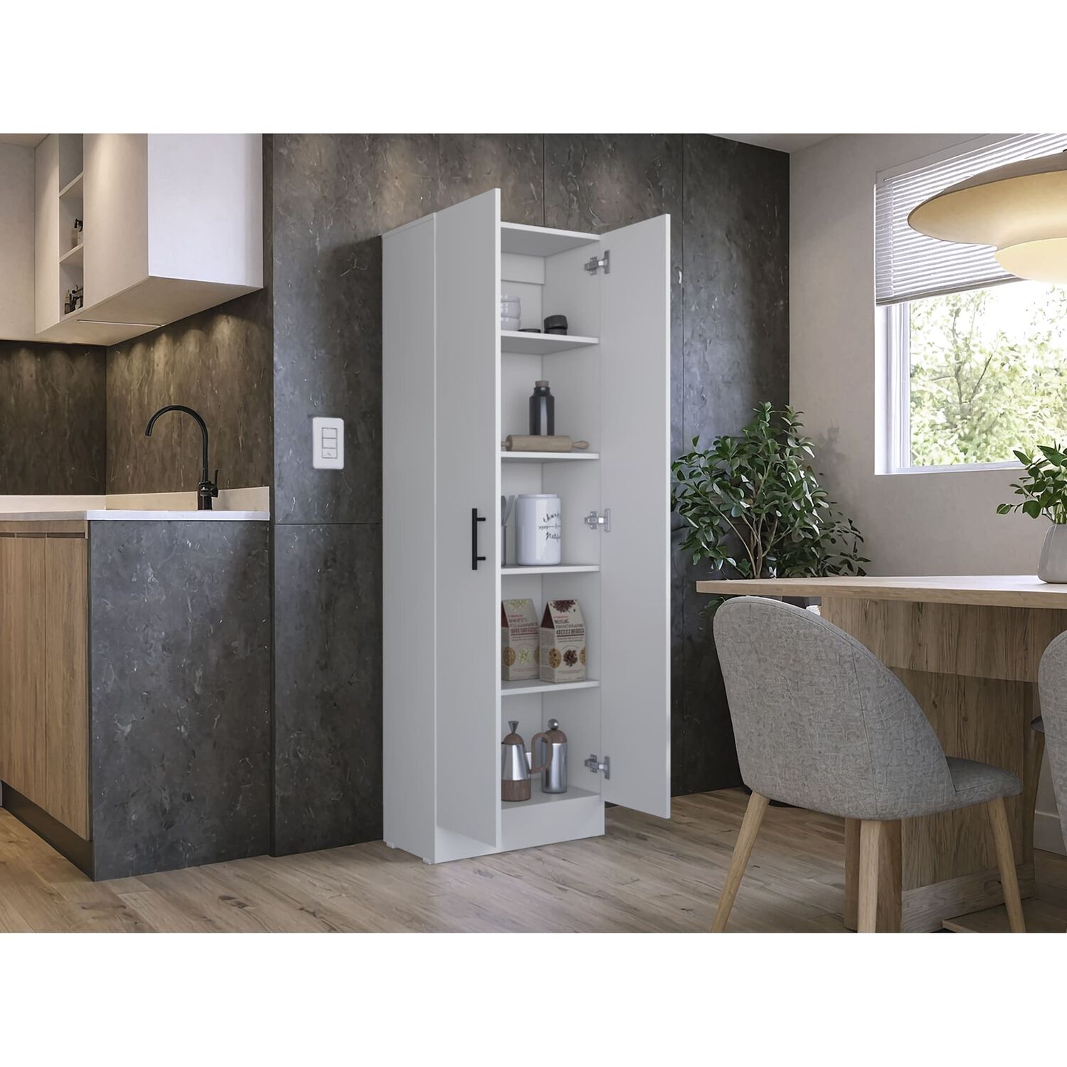 Mueble Despensa Multiusos 170x56x30,2 Cm Blanco image number 5.0