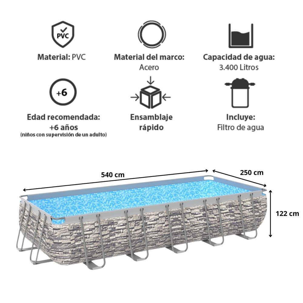Piscina Familiar Rectangular 122x250x540 Cm 12871 Litros image number 2.0