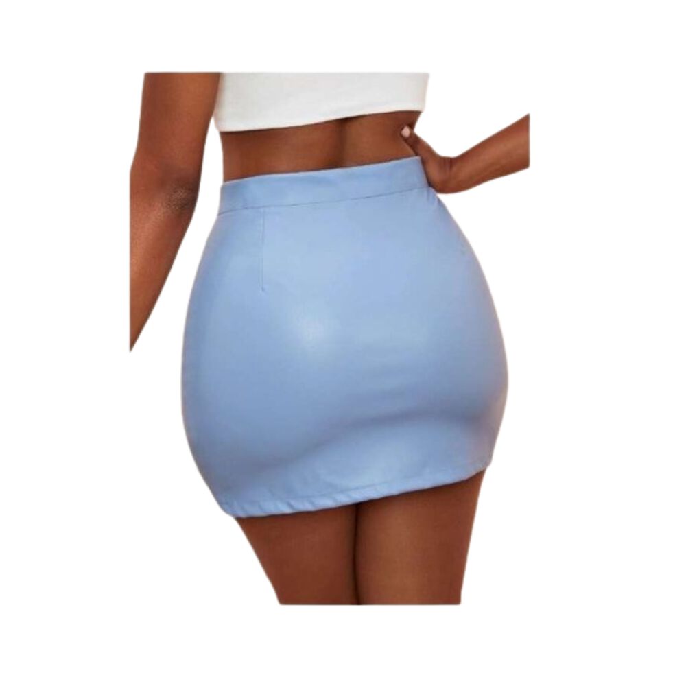 Falda Cuero Con Abertura Pierna Tiro Alto Sin Costura image number 5.0