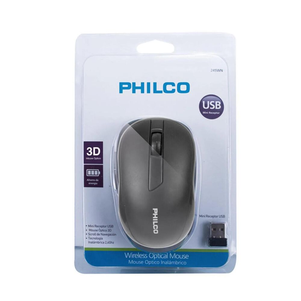 Mouse Inalambrico Usb 3 Botones Negro image number 2.0