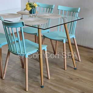 Comedor Vidrio Templado 120x80cms + 4 Sillas Windsor