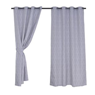 Set Cortinas Jacquard Argolla 140x220 Chevron Texturada Grey