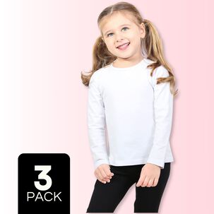 Pack 3 Camiseta Polera Polar De Ni&ntilde;a Blanco Primera Capa