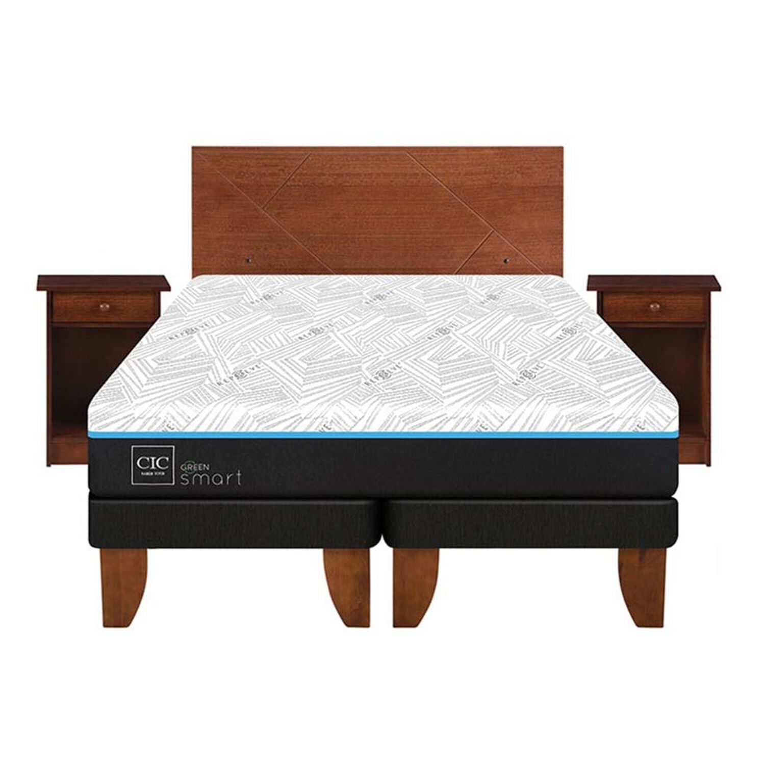 Cama Europea Cic Green Infinity / 2 Plazas / Base Dividida + Set De Maderas image number 0.0