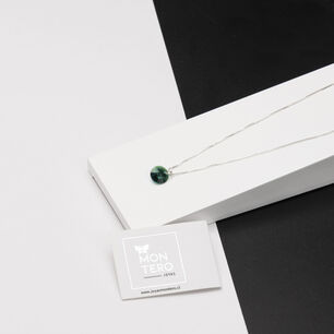 Collar Punto De Luz Plata Italiana 925 Y Cristal Genuino Emerald