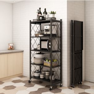 Estante Plegable Con Ruedas Multiuso Almac&eacute;n Acero 5 Niveles