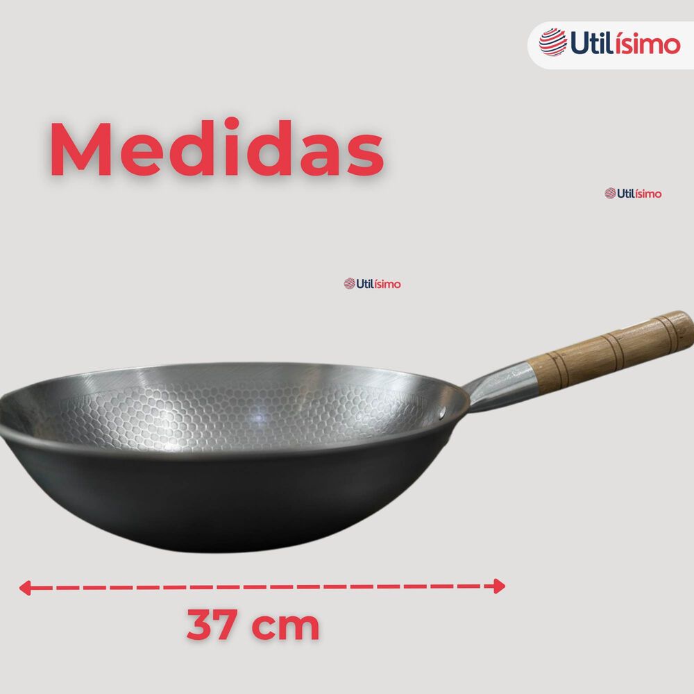 Sart&eacute;n Wok Tradicional Chino De 37cm Acero Al Carbono image number 3.0