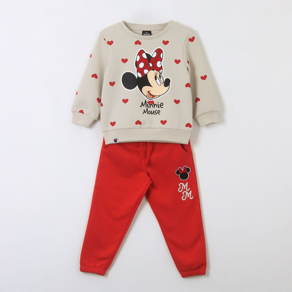 Conjunto Buzo Ni&ntilde;a Print Corazones Minnie Beige Disney image number 0.0
