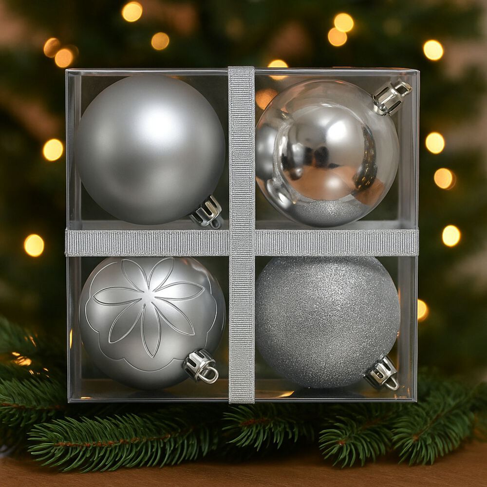 8 Bambalinas Esferas Decoración Plateado 7cm Adorno Navideño image number 2.0