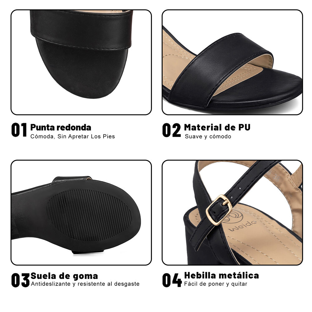 Sandalia Taco Grueso Casual Elegante Mujer Weide Js71b image number 8.0