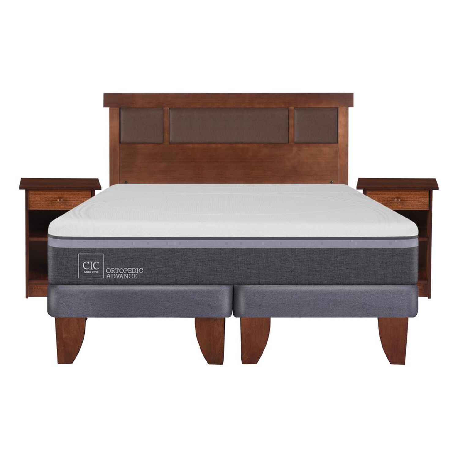 Cama Europea Cic Ortopedic / 2 Plazas / Base Dividida + Set De Maderas image number 0.0