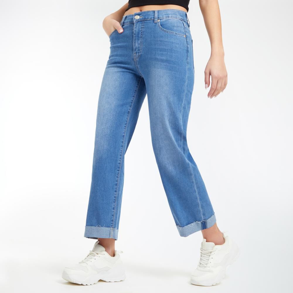 Jeans Recto Con Dobles En Basta Tiro Medio Mujer Freedom image number 2.0