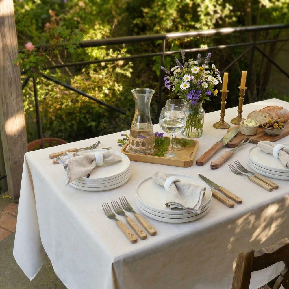 Mantel De Algod&oacute;n Max Liso Hueso 157x227 Cm image number 1.0