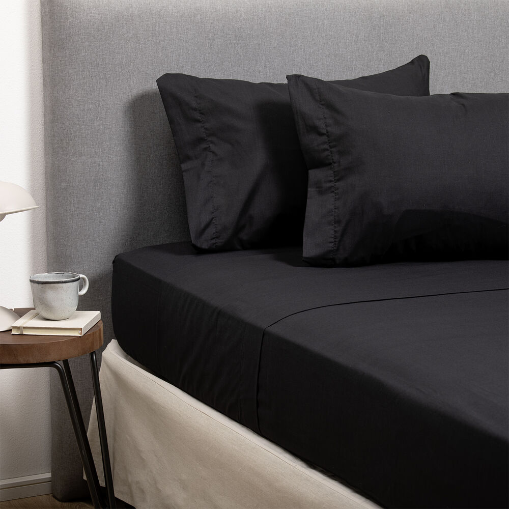 Pack 2 Sabanas Unicolor Arthome Negra + Calipso 1 Plaza 144 Hilos image number 1.0