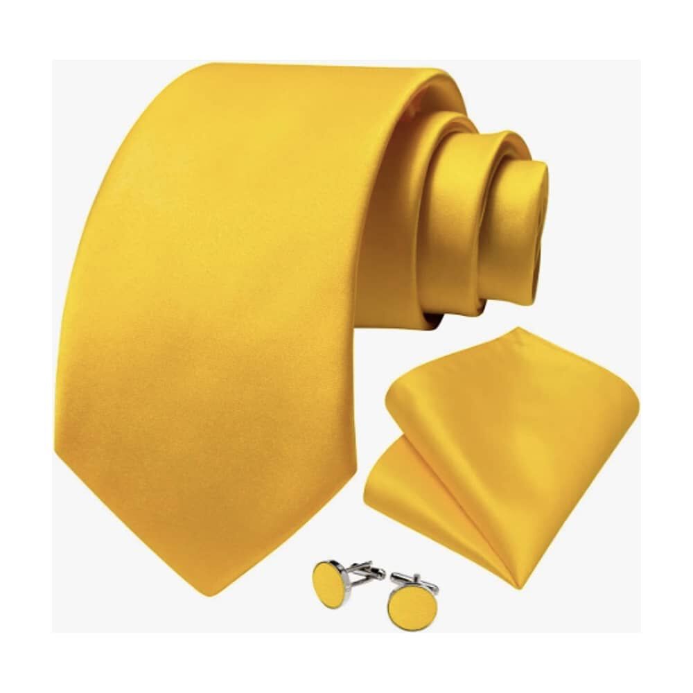 Corbatas Seda Hombres, Pa&ntilde;o Y Colleras Amarillo image number 1.0