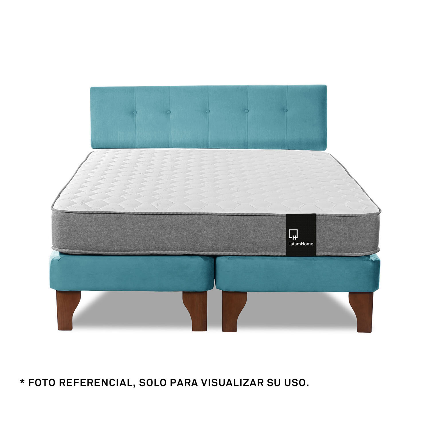 Respaldo Best Tela Velvet Turquesa 2 Plazas image number 3.0