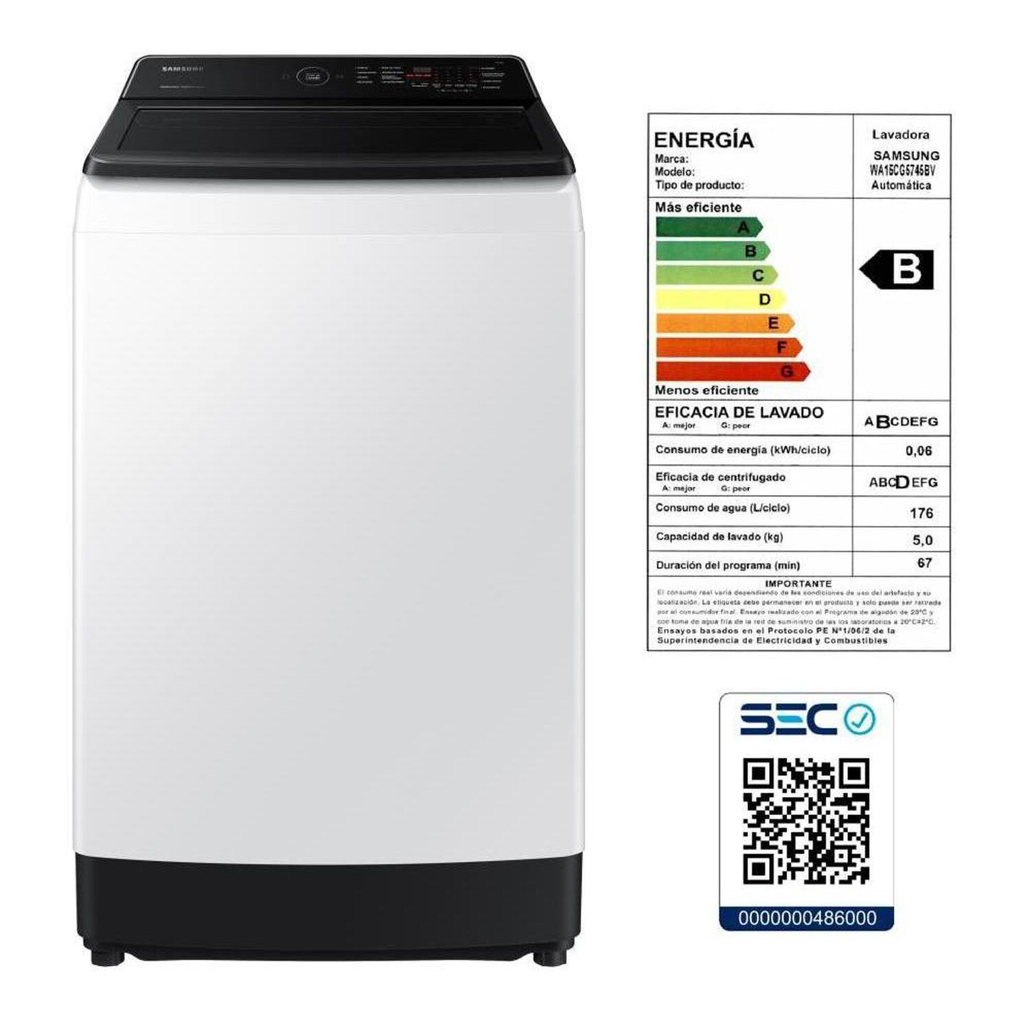 Lavadora Samsung WA15CG5441BWZS / 15 Kg image number 9.0